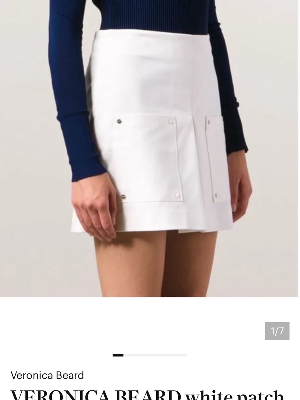 Veronica Beard White Patch-Pocket Mini Skirt